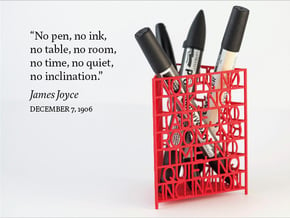 James Joyce Quote Desk Tidy in Red Processed Versatile Plastic