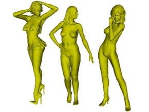 1/24 scale sexy girl figures x 3 pack B in Tan Fine Detail Plastic