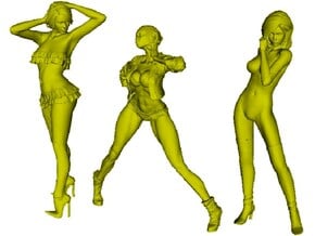 1/24 scale sexy girl figures x 3 pack A in Tan Fine Detail Plastic