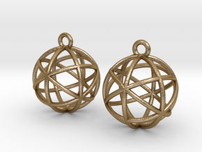Planetary Merkaba Earrings 1" in Polished Gold Steel