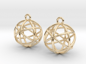 Planetary Merkaba Earrings 1" in 14k Gold Plated Brass