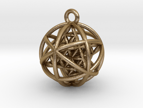 Flower of Life Planetary Merkaba Pendant 1" in Polished Gold Steel