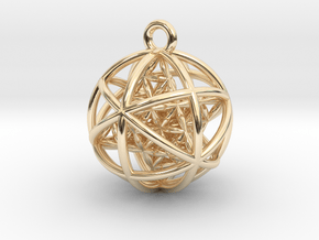 Flower of Life Planetary Merkaba Pendant 1" in 14K Yellow Gold