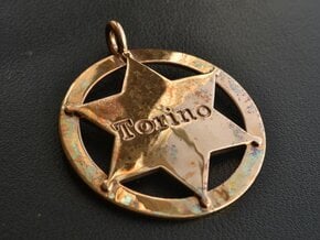 Sheriff's Star (6-point) Pet-Tag/Pendant (Thinner) in Polished Bronze