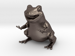 Frog figurine  in Polished Bronzed Silver Steel