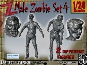 1-24 Male Zombie Set4 in White Natural Versatile Plastic