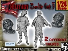 1-24 Military Zombie Set 3 in White Natural Versatile Plastic
