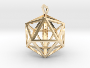 Architectural Icosahedron Pendant in 14K Yellow Gold