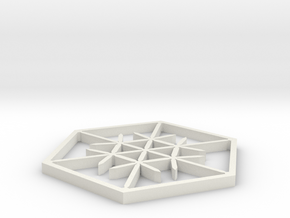 Snowflake Coaster in White Natural Versatile Plastic