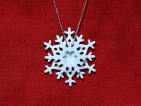 Layered Snowflake Pendant in White Processed Versatile Plastic