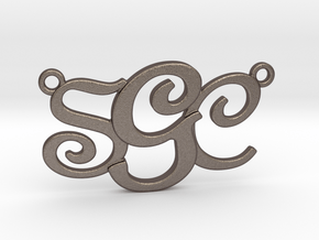 Custom Monogram Pendant - SCG in Polished Bronzed Silver Steel