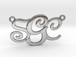 Custom Monogram Pendant - SCG in Polished Silver