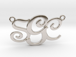 Custom Monogram Pendant - SCG in Rhodium Plated Brass