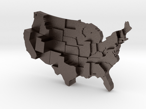 USA by Family Size in Polished Bronzed Silver Steel