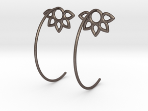 Flower Earring in Polished Bronzed Silver Steel