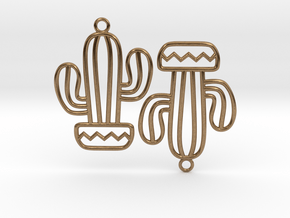 Cactus Arms Earrings in Natural Brass