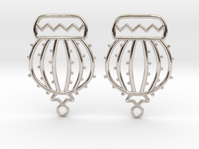 Cactus Ball Earrings in Rhodium Plated Brass