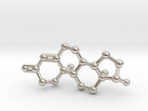 Testosterone (male sex hormone) Keychain Necklace  in Rhodium Plated Brass