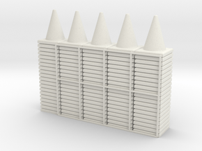 100 Traffic Cones (Stackable), 1/32  in White Natural Versatile Plastic
