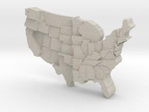 USA by Rainfall in Natural Sandstone