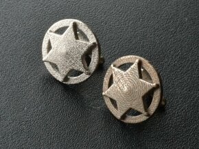 Sheriff's Star Cufflinks (Style 3) in Polished Bronzed Silver Steel