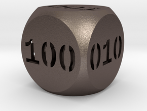 Programmer's dice in Polished Bronzed Silver Steel