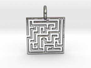 Maze Pendant No.3 in Natural Silver