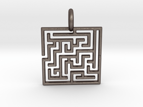 Maze Pendant No.3 in Polished Bronzed Silver Steel