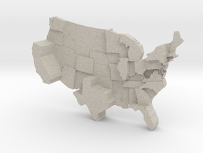 USA by Electoral Votes in Natural Sandstone