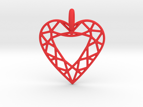 Heart Diamond Pendant in Red Processed Versatile Plastic