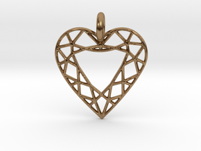 Heart Diamond Pendant in Natural Brass