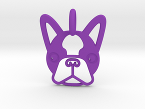 Boston Terrier Pendant in Purple Processed Versatile Plastic