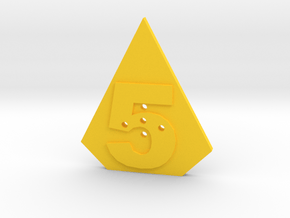5-hole, Number 5, 5 Sided Shape Button in Yellow Processed Versatile Plastic