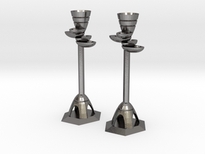 Candle Holders in Polished Nickel Steel: Large