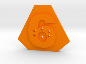 6-hole, Number 6,  6 Sided Shape Button in Orange Processed Versatile Plastic