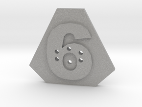 6-hole, Number 6,  6 Sided Shape Button in Aluminum