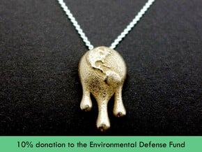 Climate Change Pendant - Nature Jewelry in Polished Bronzed Silver Steel