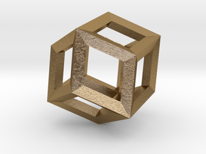 1.84cm-Rhombic Dodecahedron(Leonardo-style model) in Polished Gold Steel