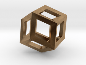 1.84cm-Rhombic Dodecahedron(Leonardo-style model) in Natural Brass