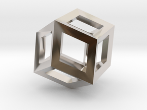 1.84cm-Rhombic Dodecahedron(Leonardo-style model) in Rhodium Plated Brass