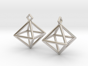 Diamond Earrings #S in Rhodium Plated Brass