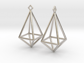 Diamond Earrings #L in Rhodium Plated Brass
