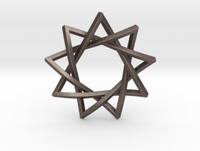 9 Pointed Penrose Star 1.2" in Polished Bronzed Silver Steel