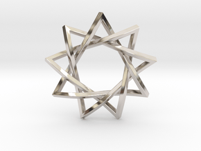 9 Pointed Penrose Star 1.2" in Rhodium Plated Brass
