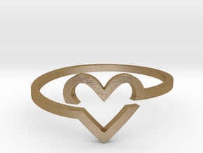 Heart Ring in Polished Gold Steel