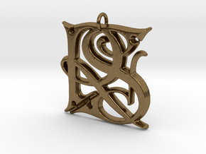 Monogram Initials RS Cipher in Natural Bronze