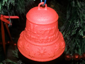 Merry Christmas Bell - Working Ringer Interlocking in Red Processed Versatile Plastic
