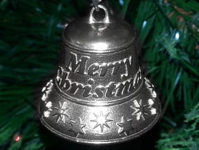 Merry Christmas Bell - Working Ringer Interlocking in Natural Silver (Interlocking Parts)