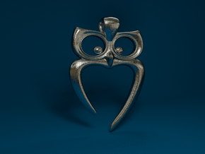 Owl Heart Pendant in Polished Bronzed Silver Steel