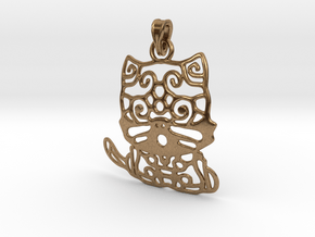 Hello Cat Pendant in Natural Brass (Interlocking Parts)